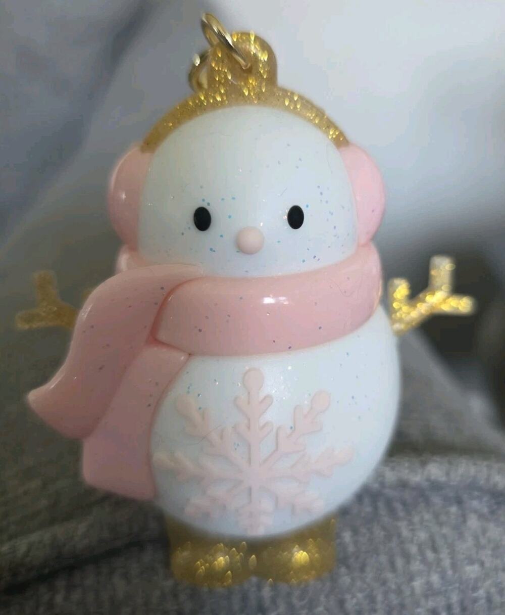 Bath & Body Works Sparkly Snowman Push Button Light Pocketbac Holder Keychain
